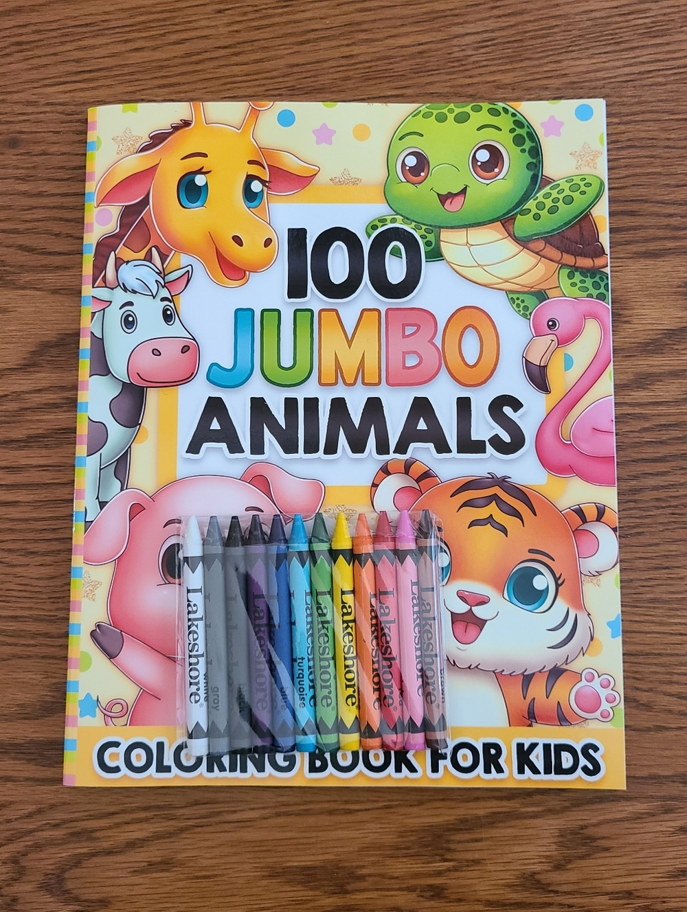 100 Jumbo Animals Coloring Book W/ Crayons - Bundle